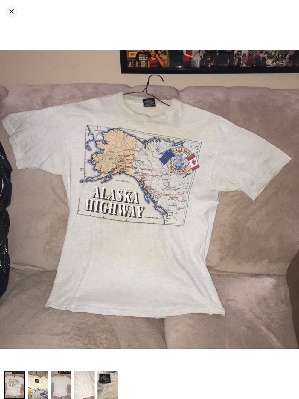 Signal sport large mega cotton Alaska Highway Graphic T-Shirt stained